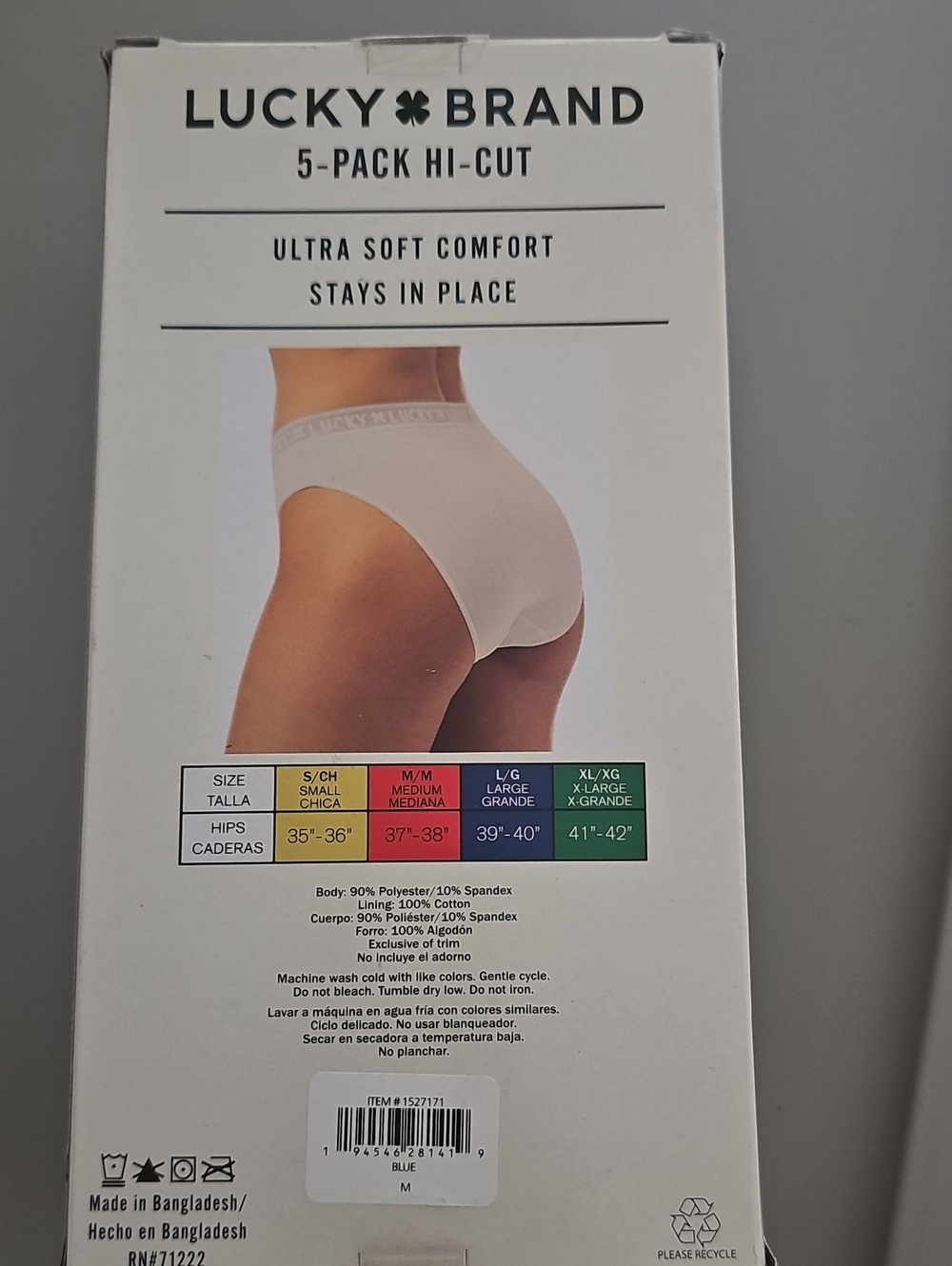 Lucky Brand Women's 5-Pack Hi-Cut Briefs - Blue & Pink - Picture 2 of 2